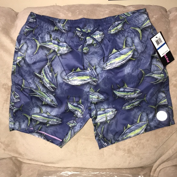 Psycho Tuna M or XL Atlantic Blue Psycho Tunas swim trunks New - Picture 1 of 14